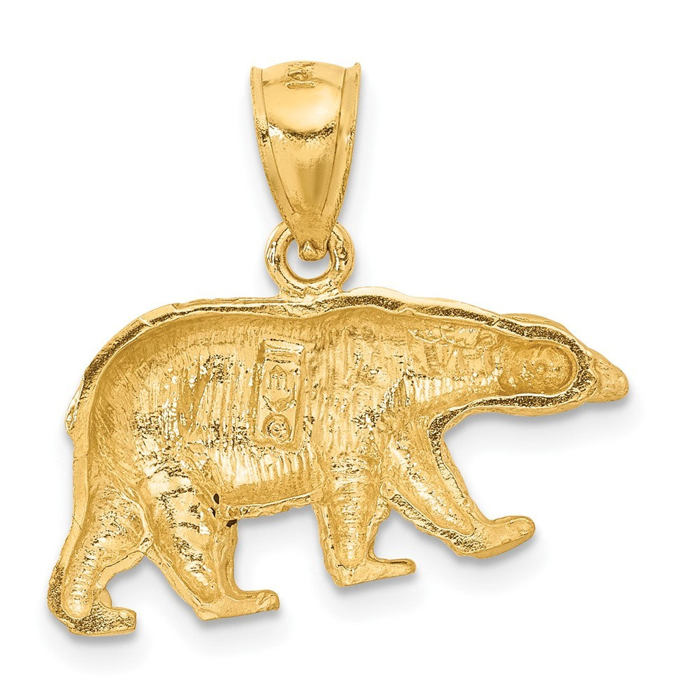 14k Yellow Gold Diamond-cut Bear Pendant