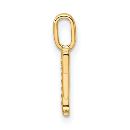 14k Yellow Gold Diamond Letter F Initial Pendant