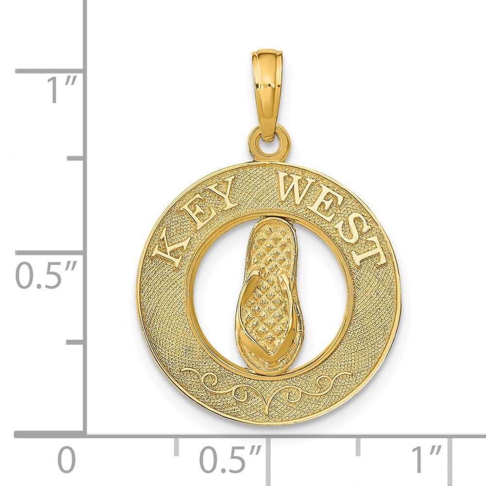 14k Yellow Gold KEY WEST Flip Flop Pendant for Women