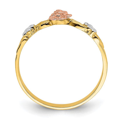 14K Two-tone Gold White Rhodium Flower Ring