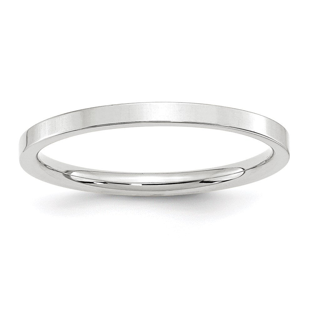 14k White Gold 2mm Standard Weight Flat Comfort Fit Wedding Band Size 6
