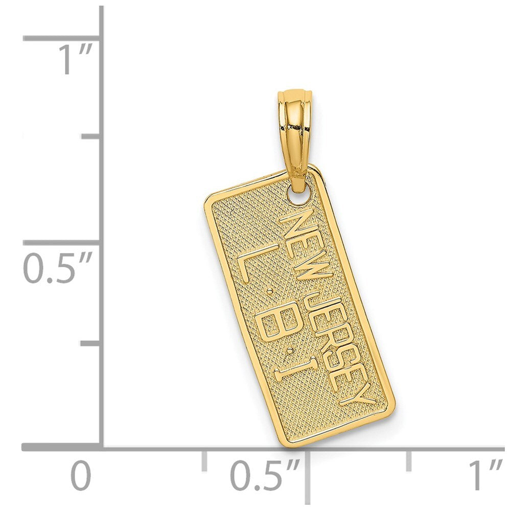 14k Yellow Gold NEW JERSEY-LBI (Long Beach Island) License Plate Charm Pendant