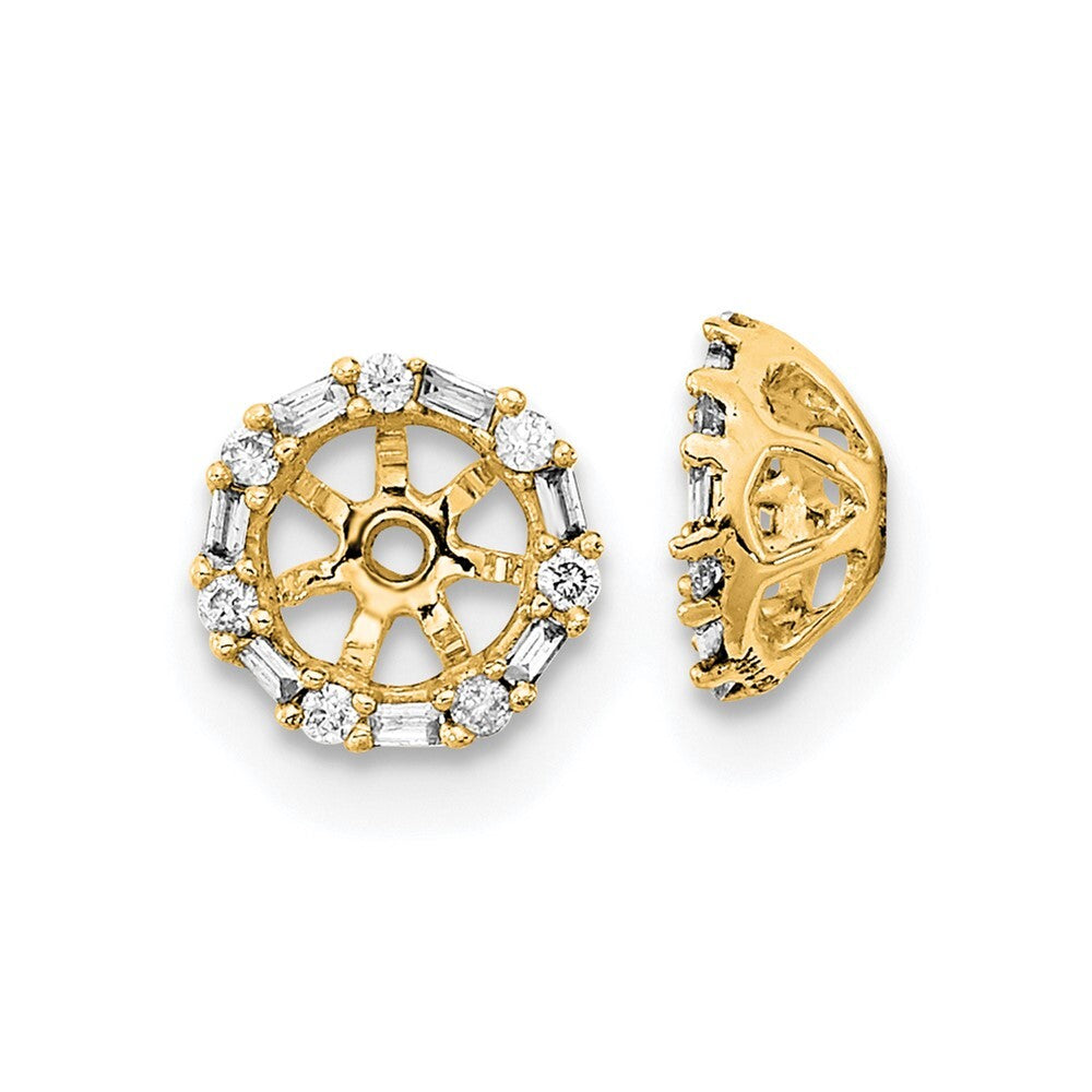 14k Yellow Gold Diamond Earring Jackets Gift for Women