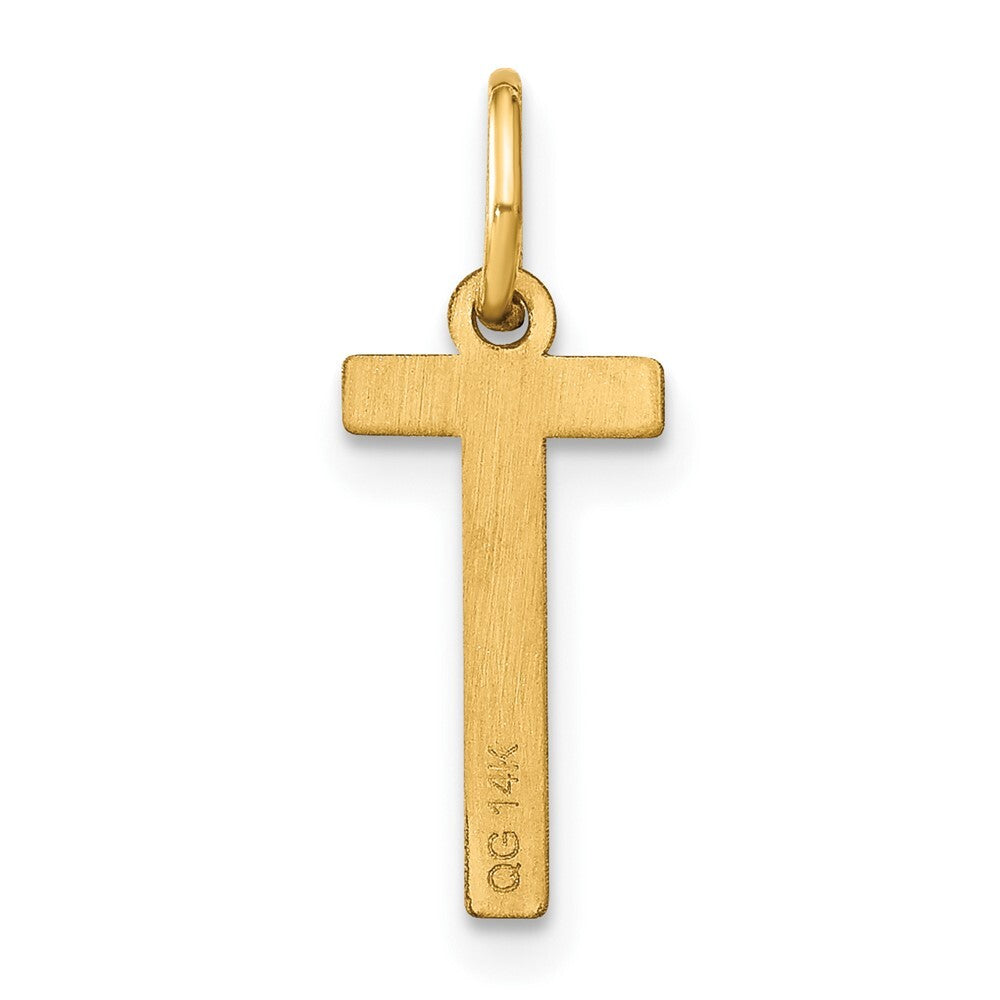 14k Yellow Gold Letter T Initial Pendant for Women