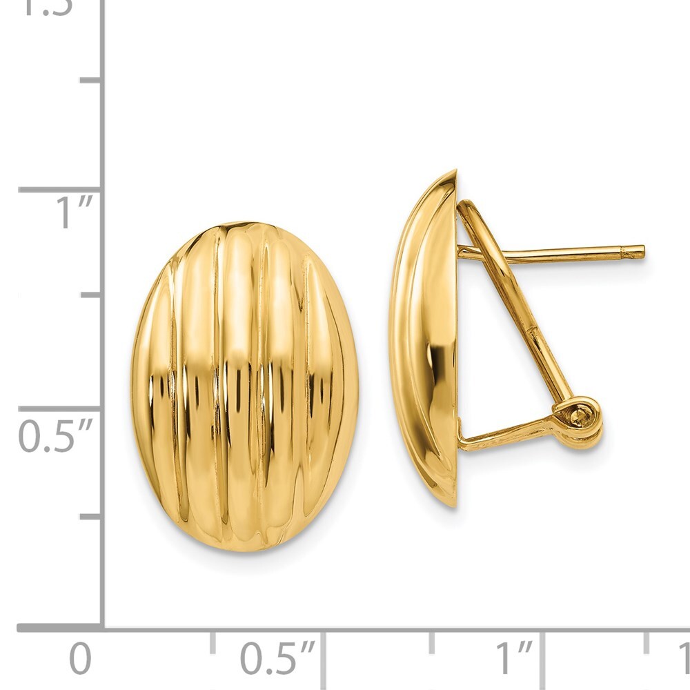 14k Yellow Gold Polished Fancy Omega Back Stud Earrings