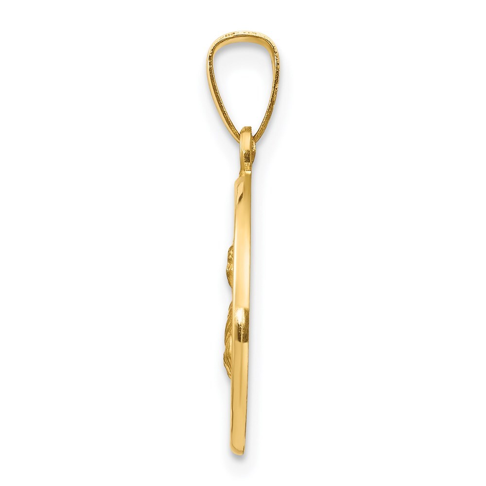 14k Yellow Gold Polished and Satin St Lucy Medal Hollow Pendant for Women