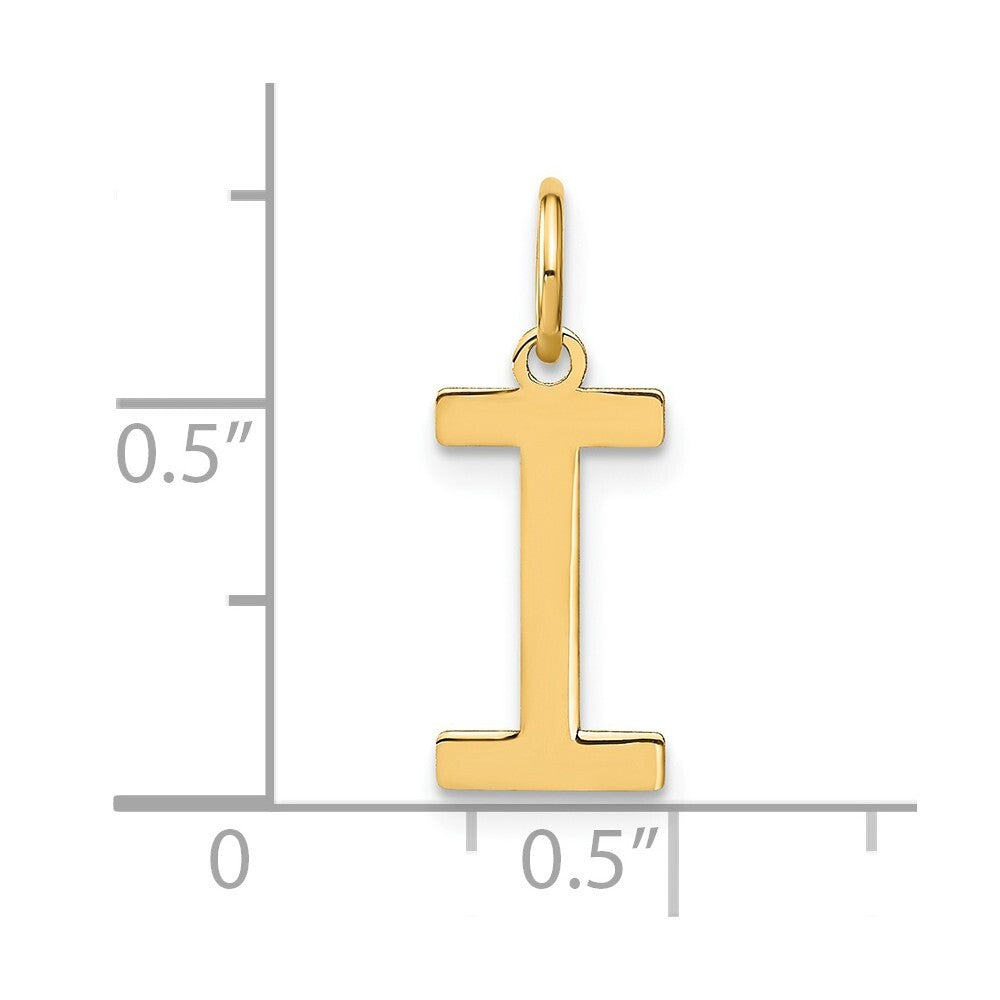 14k Yellow Gold Letter I Initial Pendant for Women