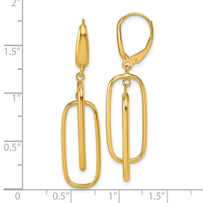 14k Yellow Gold Polished Dangle Rectangles Drop Dangle Earrings