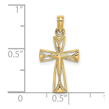 14k Yellow Gold Cut-Out Cross Triangle Ends Charm Pendant