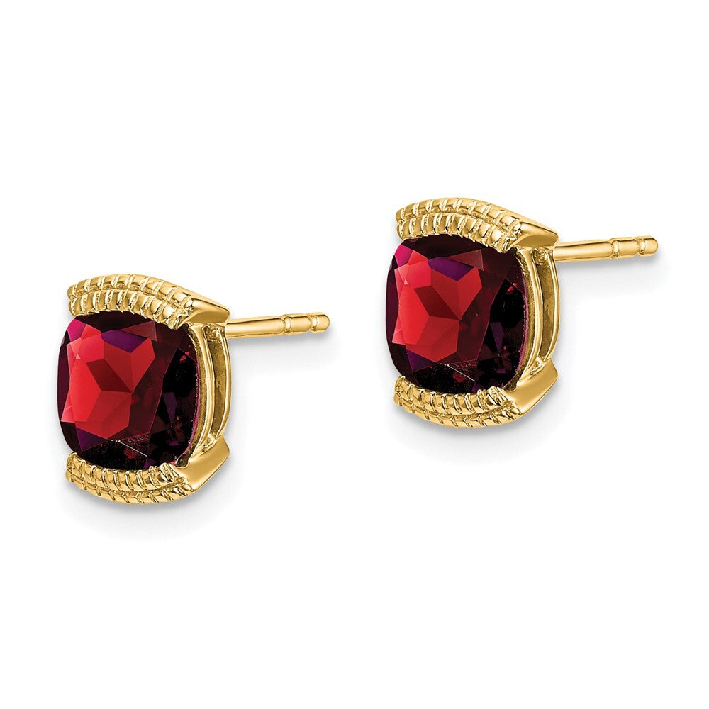 14k Yellow Gold Garnet Stud Earrings