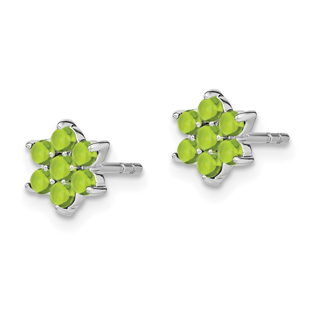 14k White Gold Peridot Floral Stud Earrings