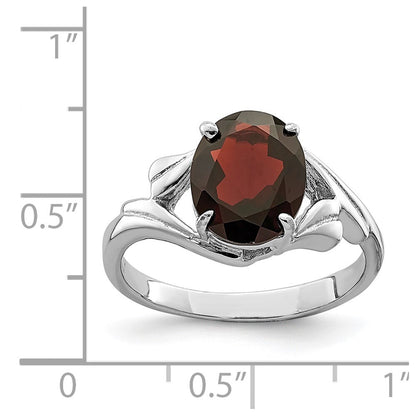Sterling Silver Rhodium-plated Garnet Ring Size 7