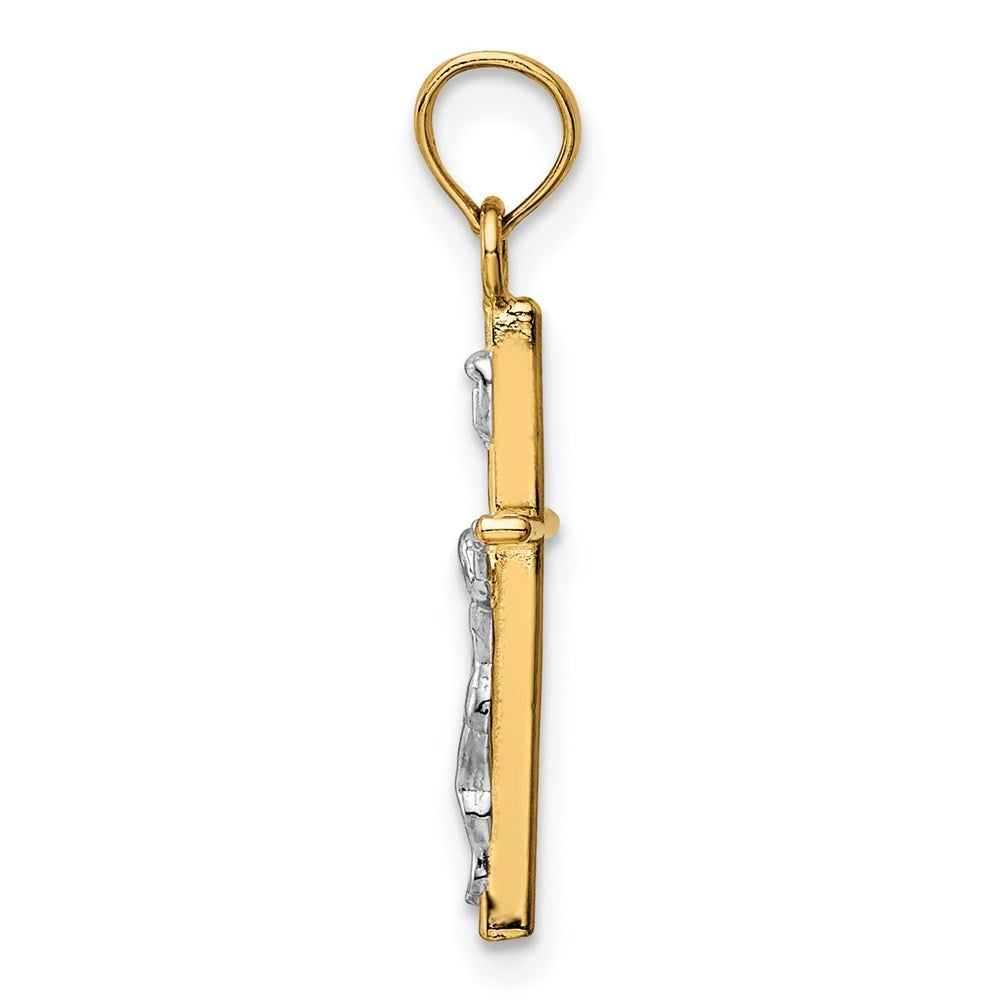 14k Two-Tone Gold INRI Crucifix Pendant