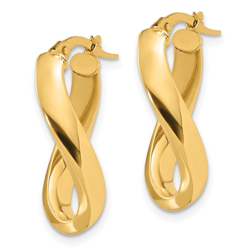 14k Yellow Gold Polished Twisted Oval Hoop Earrings Gift for Women