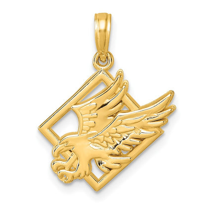 14k Yellow Gold Polished Eagle Pendant for Women