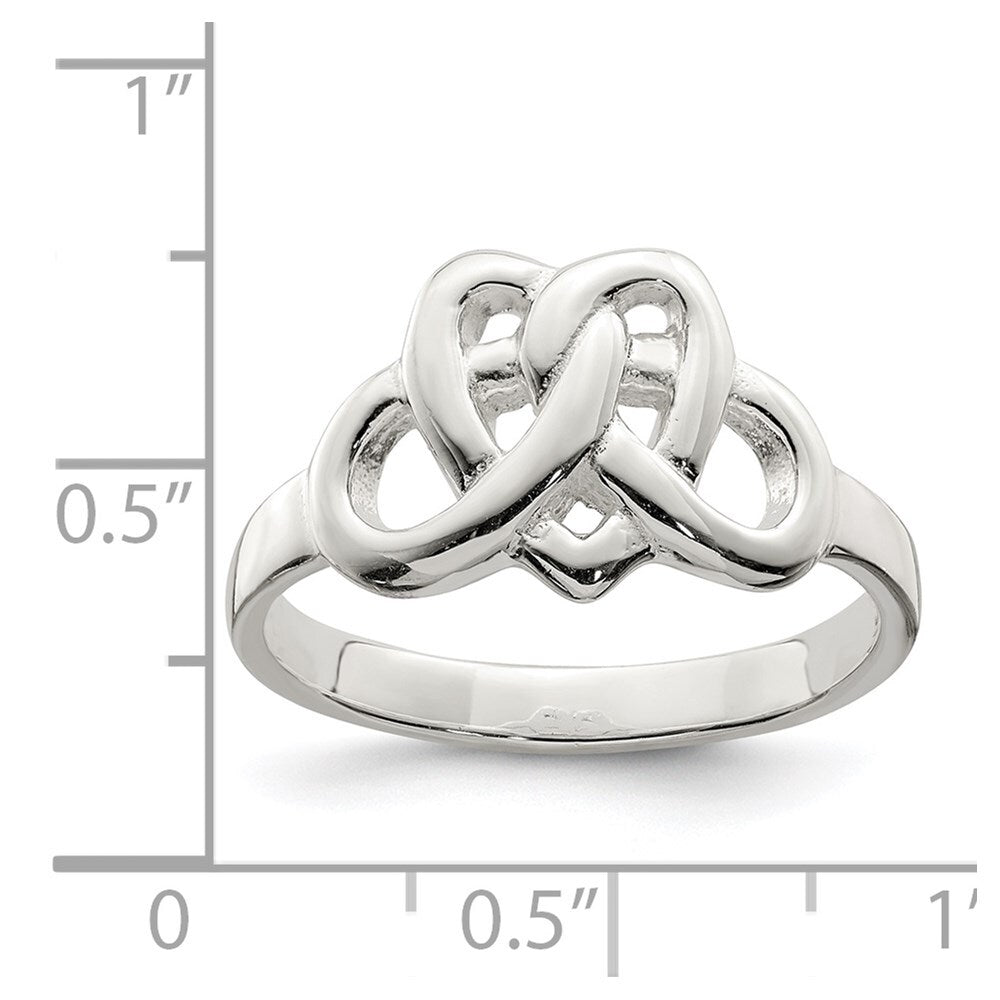 Sterling Silver Fancy Celtic Heart Pattern Woven Ring Size 8
