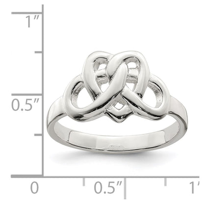 Sterling Silver Fancy Celtic Heart Pattern Woven Ring Size 8