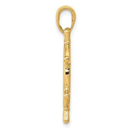 14k Yellow Gold 3D Ships Wheel Pendant