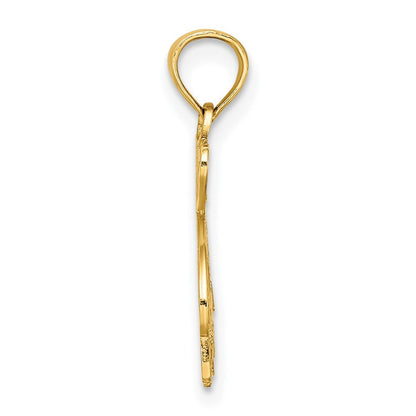 14k Yellow Gold I HEART SIESTA KEY with Dolphin Charm Pendant for Women