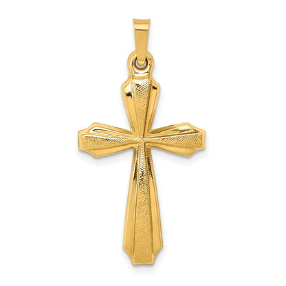 14k Yellow Gold Textured and Polished Passion Cross Pendant