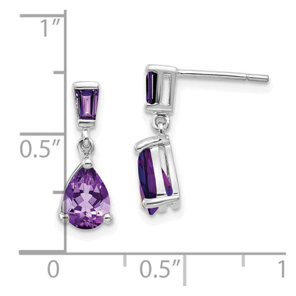14k White Gold Amethyst Dangle Earrings Gift for Women