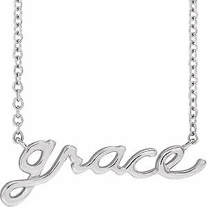 Sterling Silver Lowercase Script Grace Pendant Necklace 18" Gift for Women