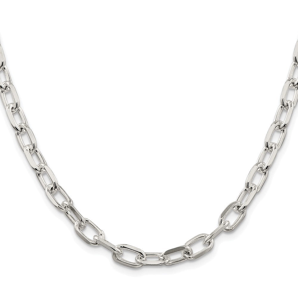 Sterling Silver Rhodium-plated 6.65mm Diamond-cut Long Link Cable Chain Necklace