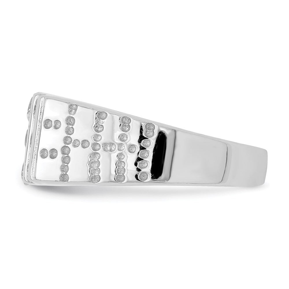 Sterling Silver Rhodium-plated Men's Cubic Zirconia Ring Size 9