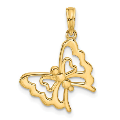 14k Yellow Gold Polished Fancy Butterfly Charm