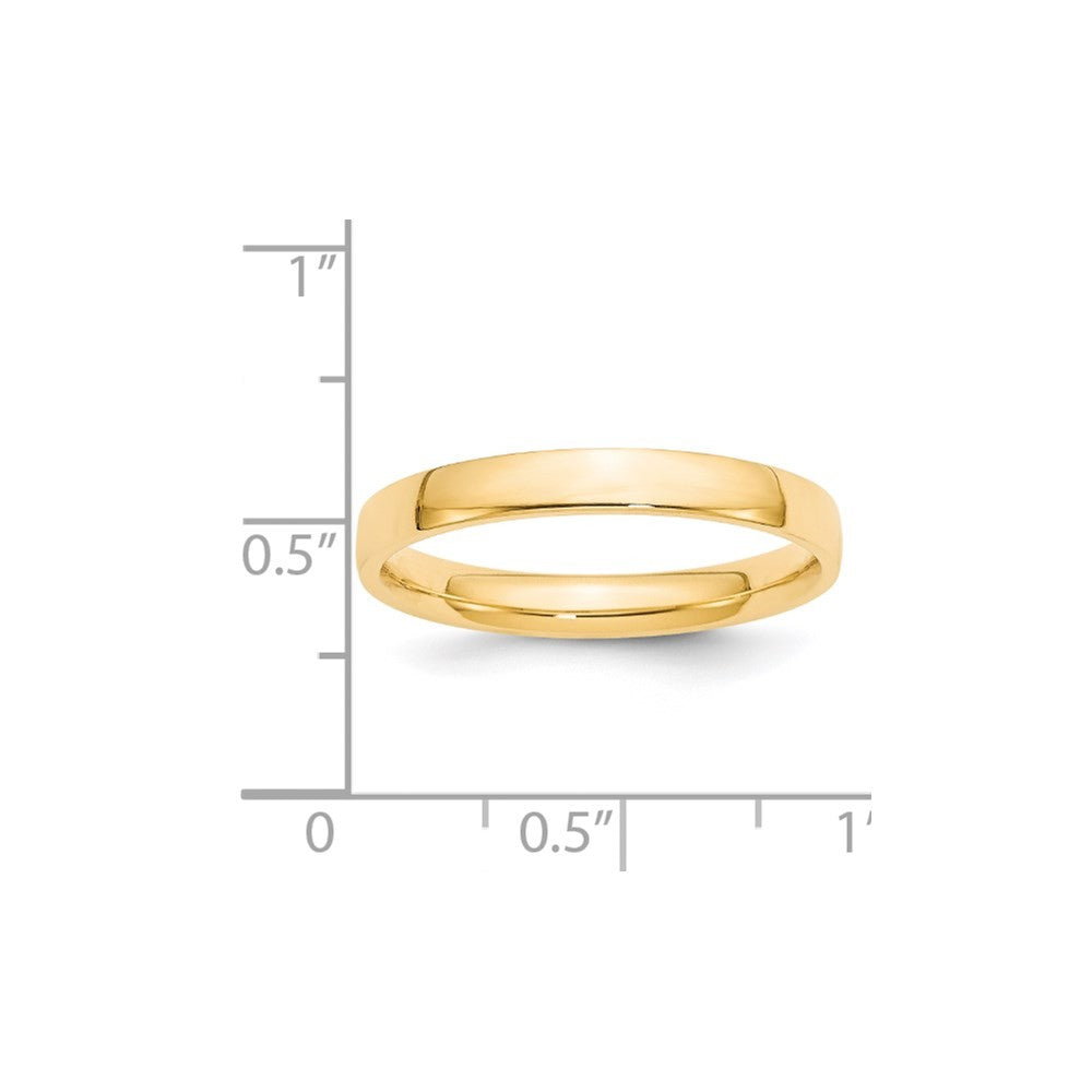 14k Yellow Gold  3mm Lightweight Comfort Fit Wedding Band Ring Size 7.5