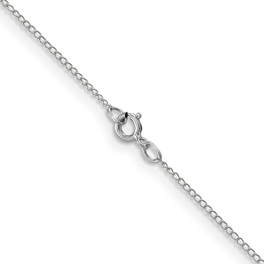 14K White Gold 18 inch Carded .5mm Curb with Spring Ring Clasp Chain Necklace