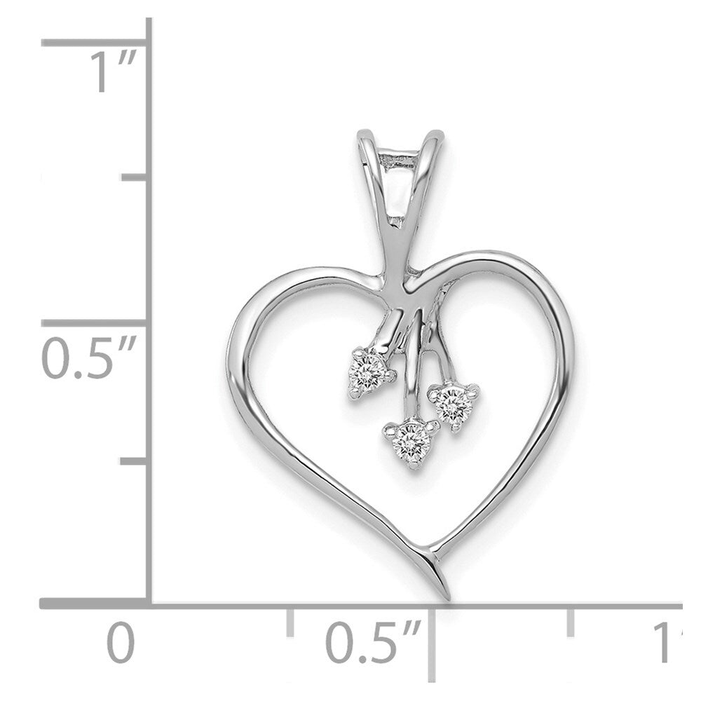 14k White Gold Diamond Heart Pendant for Women