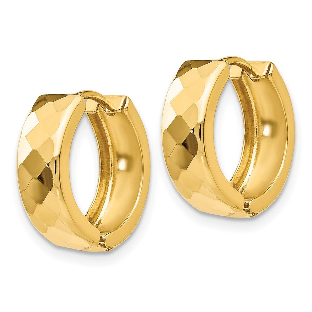 14k Yellow Gold Textured Hinged Hoop Earrings