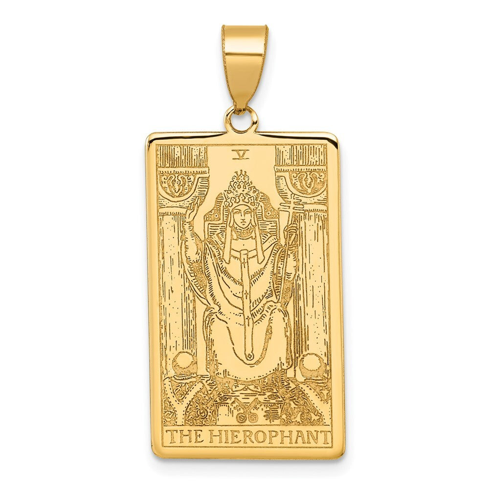 14k Yellow Gold The Hierophant Tarot Card Pendant for Women
