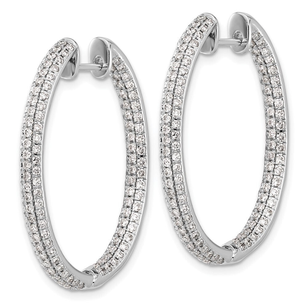 14k White Gold Diamond In/Out Hinged Hoop Earrings