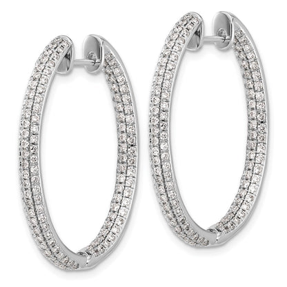 14k White Gold Diamond In/Out Hinged Hoop Earrings