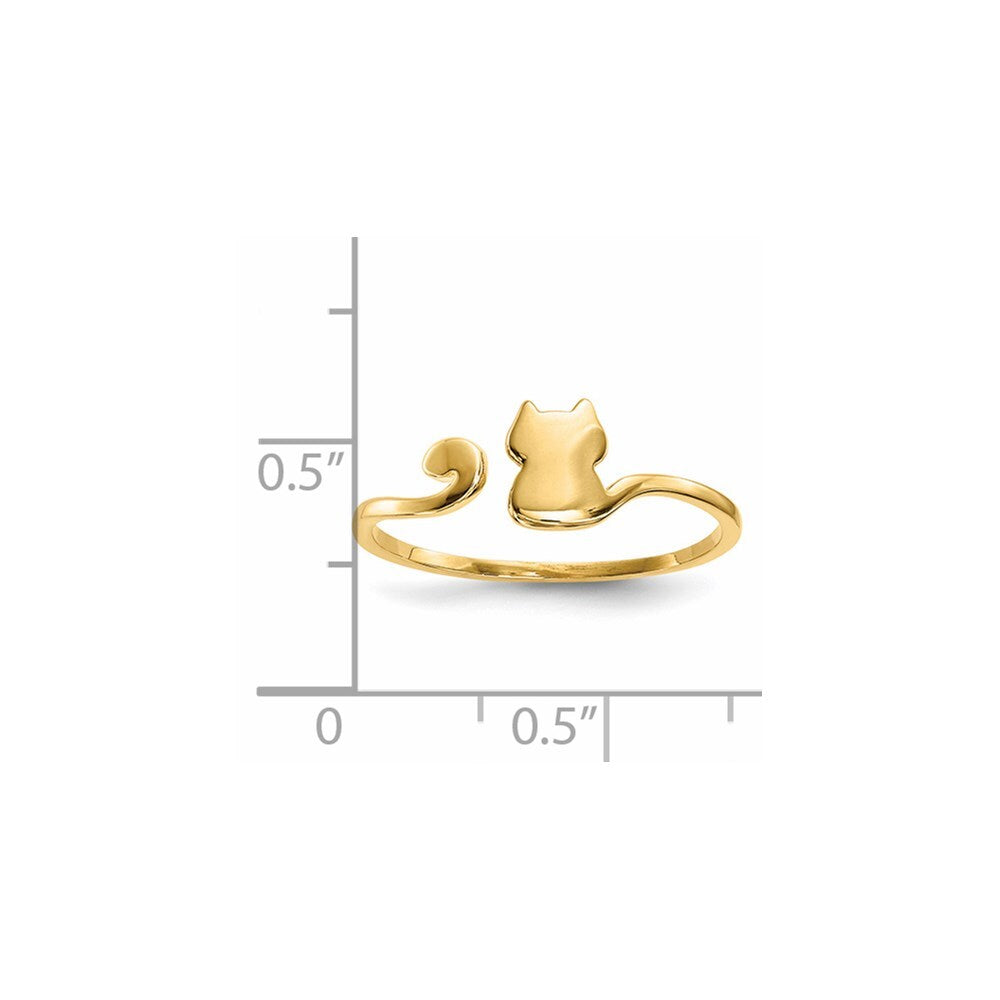 14K Yellow Gold Gold Polished Cat Adjustable Cuff Ring Size 7