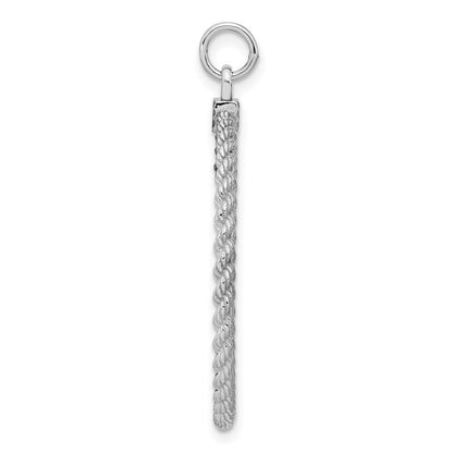 Sterling Silver Rhod-plated Eng. Rnd Rope Polish Front/Satin Back Disc