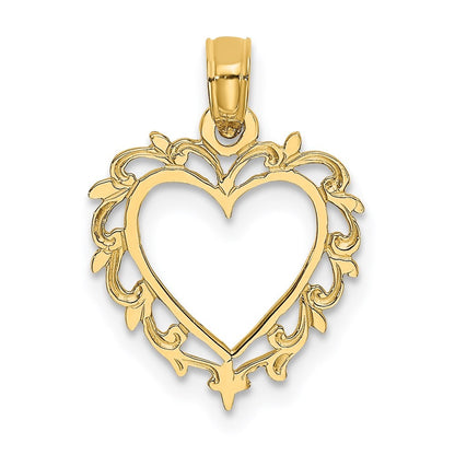 14k Yellow Gold Heart with Lace Border Charm