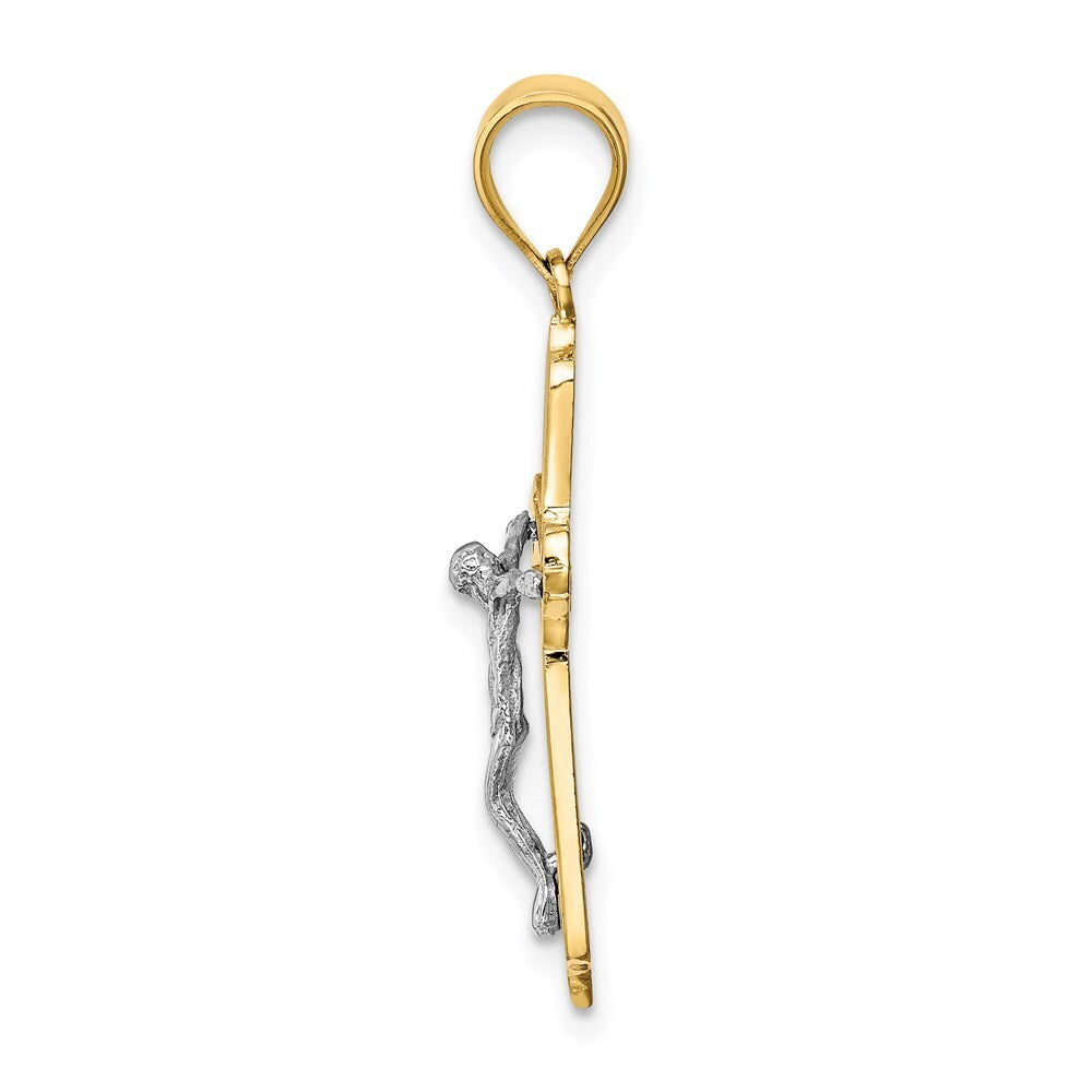 14k Two-tone Gold Crucifix Pendant for Women