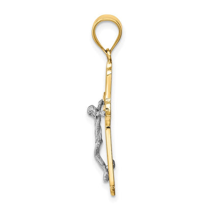 14k Two-tone Gold Crucifix Pendant for Women