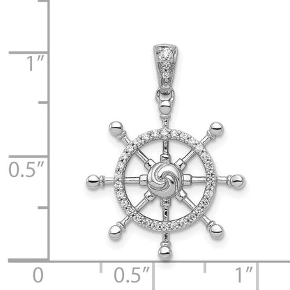 14k White Gold 1 6ct. Diamond Ship Wheel Pendant