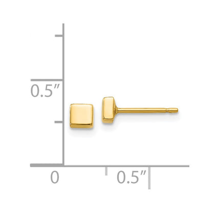 14k Yellow Gold Polished Square Earrings Gift for Women