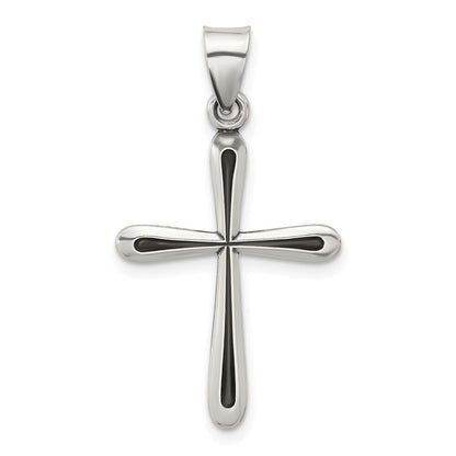Sterling Silver Antiqued Solid Textured Cross Pendant