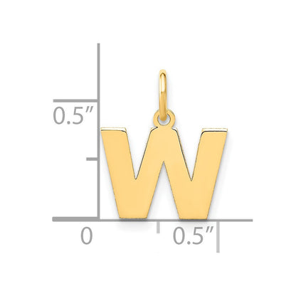 14k Yellow Gold Letter W Initial Pendant for Women