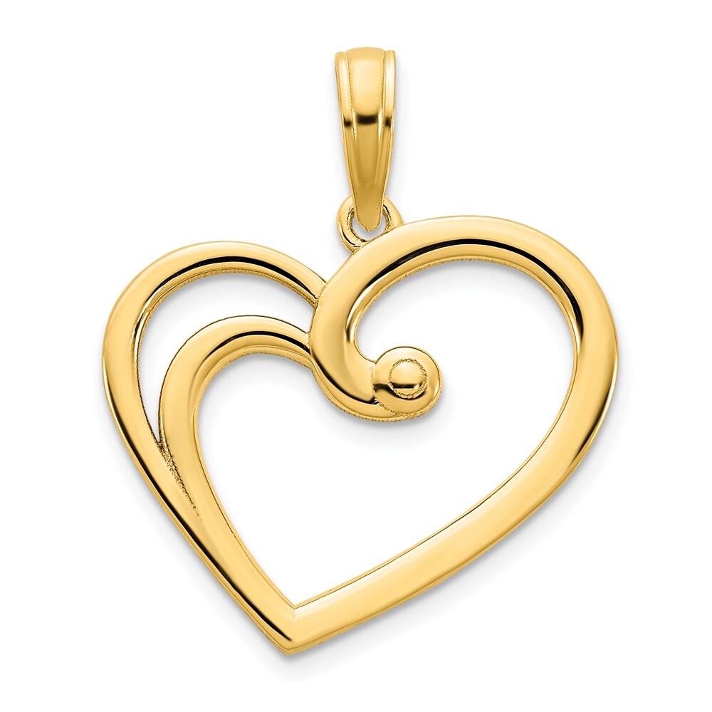14k Yellow Gold Fancy Open Heart Pendant for Women