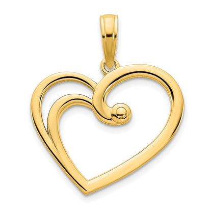 14k Yellow Gold Fancy Open Heart Pendant for Women