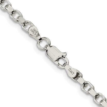 Sterling Silver Rhodium-plated 3.5mm Diamond-cut Rolo Chain