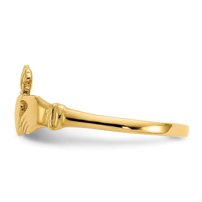 14K Yellow Gold Polished Ladies Claddagh Ring