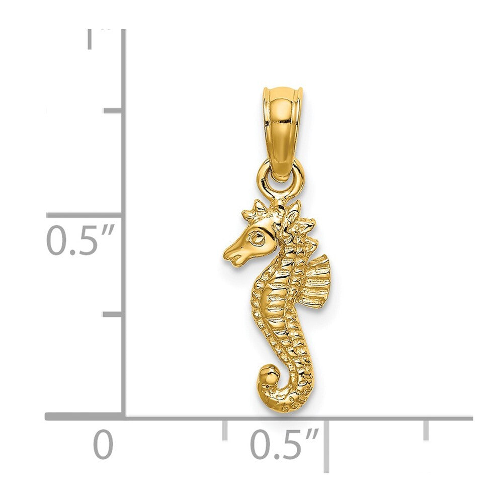 14k Yellow Gold Mini Seahorse Charm Pendant for Women